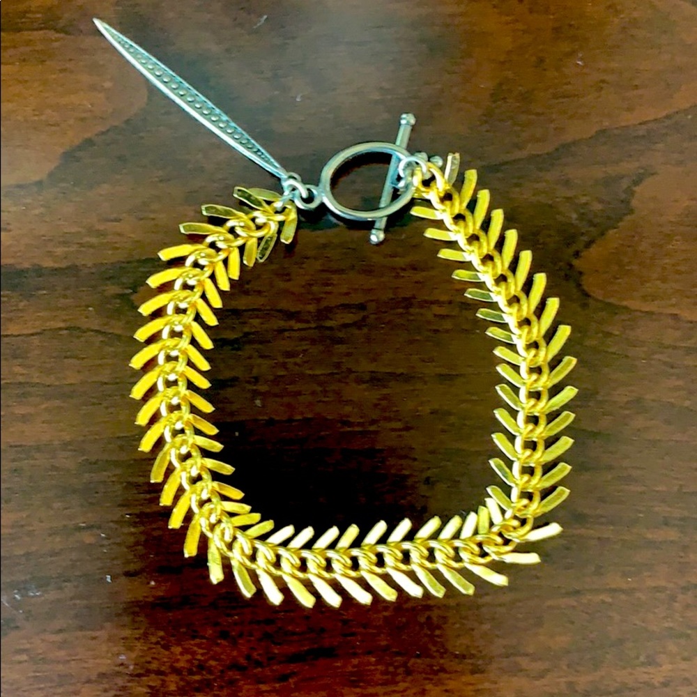 Gold-Plated Chain Bracelet with Silver Toggle Clasp